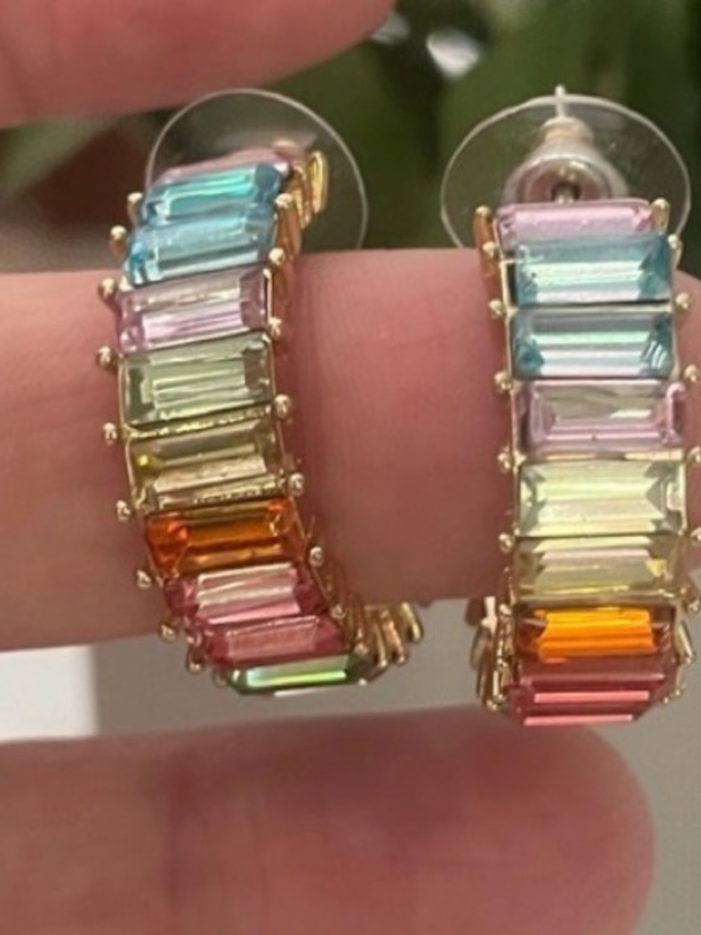 Rainbow Baguette Hoops